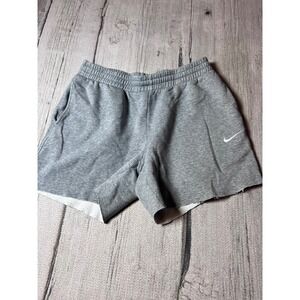 Nike Athletic Dept Mens Large Gray Fleece Raw Hem Cut Off Shorts Swoosh Logo